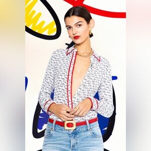 NWT Alice + Olivia A+O X Lele Pons Love Willa Blouse in Faith